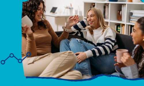 Data Drop header with friends talking